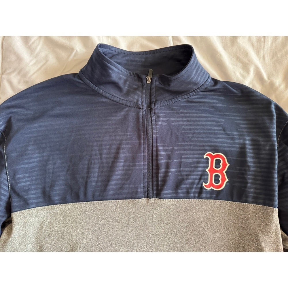 Boston Red Sox Pullover Mens Small Gray Blue  1/4 Zip Long Sleeve MLB Baseball - Picture 5 of 11
